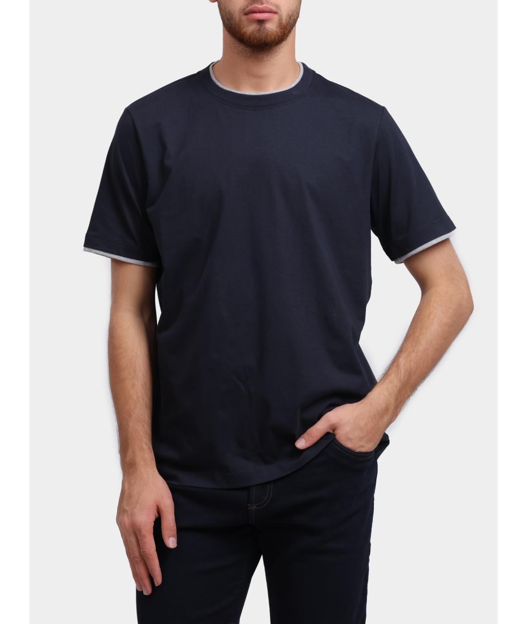 PESERICO Темно-синяя хлопковая футболка, фото 5
