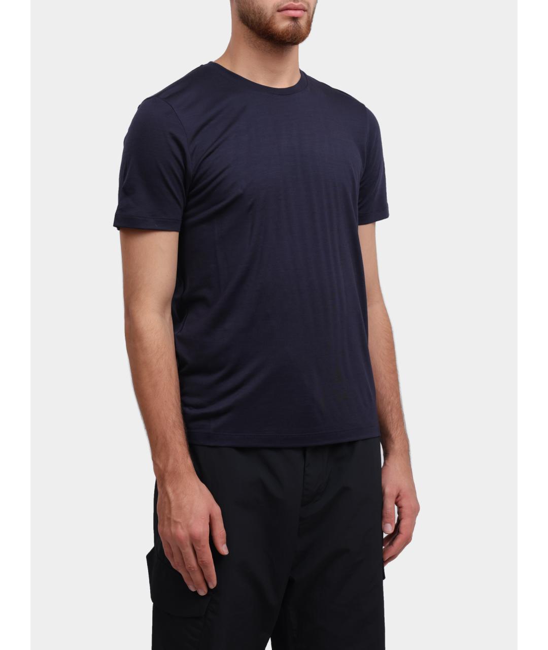HERNO Темно-синяя хлопковая футболка, фото 3
