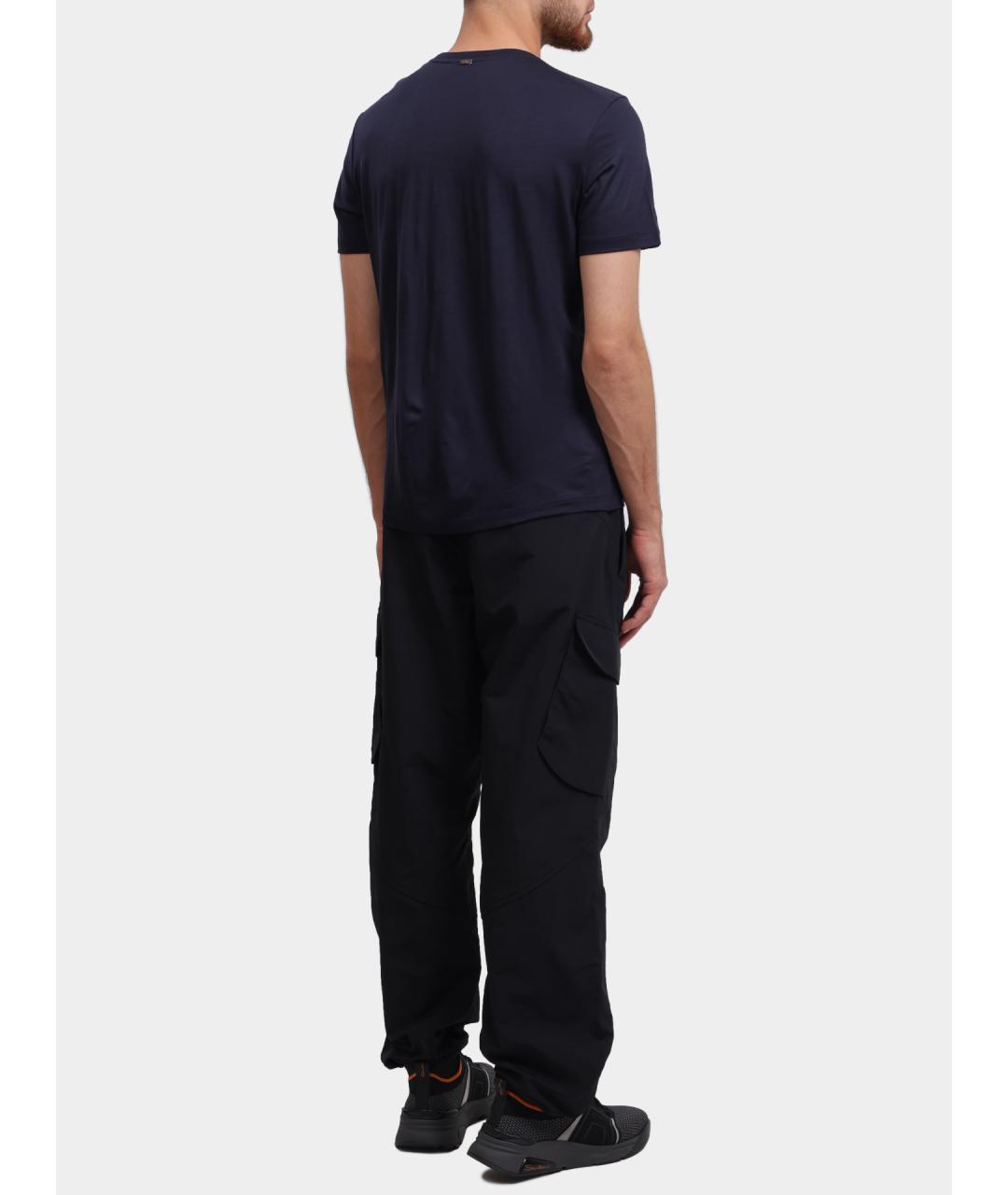 HERNO Темно-синяя хлопковая футболка, фото 4