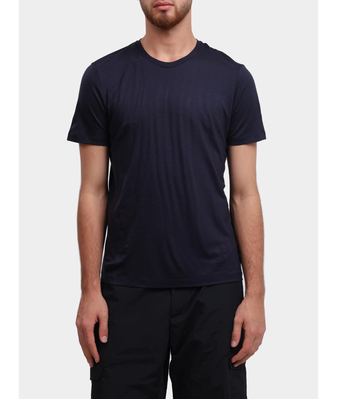 HERNO Темно-синяя хлопковая футболка, фото 5