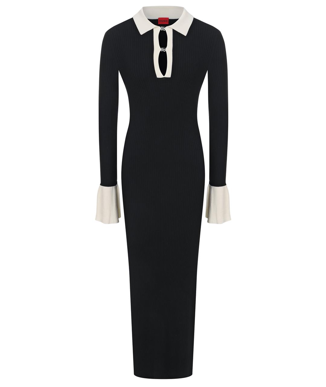HUGO Черное вискозное повседневное платье, фото 1