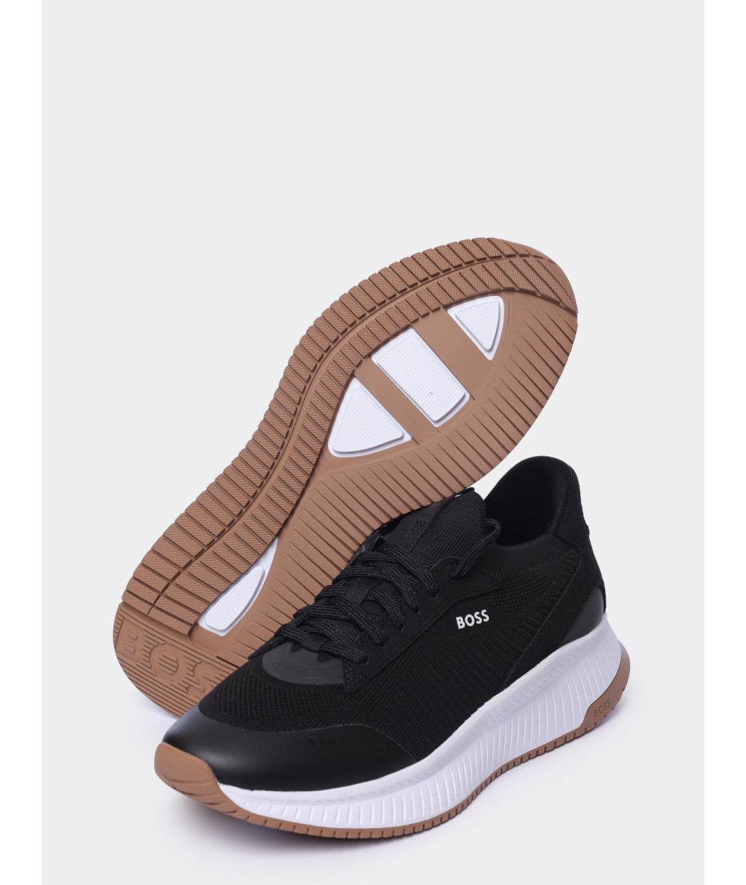 HUGO BOSS Черные текстильные высокие кроссовки / кеды, фото 4