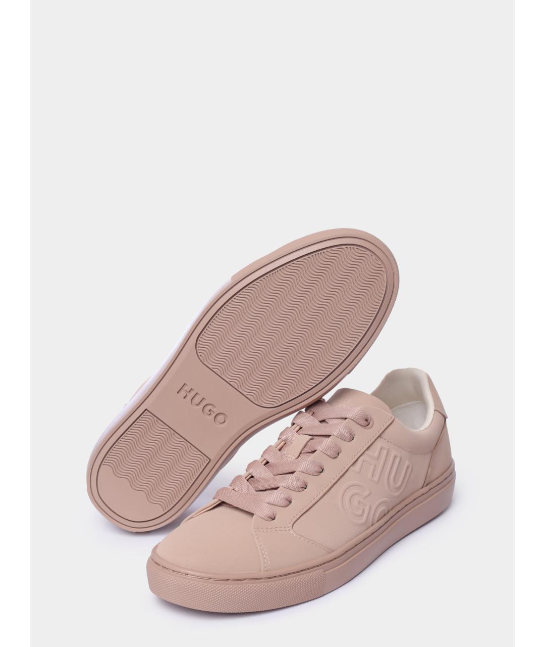 HUGO Бежевые кеды из искусственной кожи, фото 4
