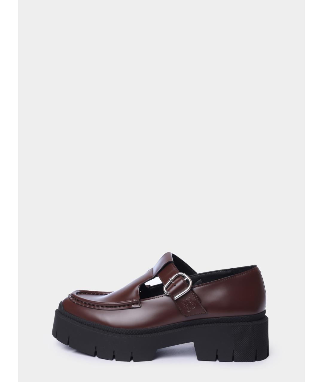 HUGO Коричневые кожаные лоферы, фото 6