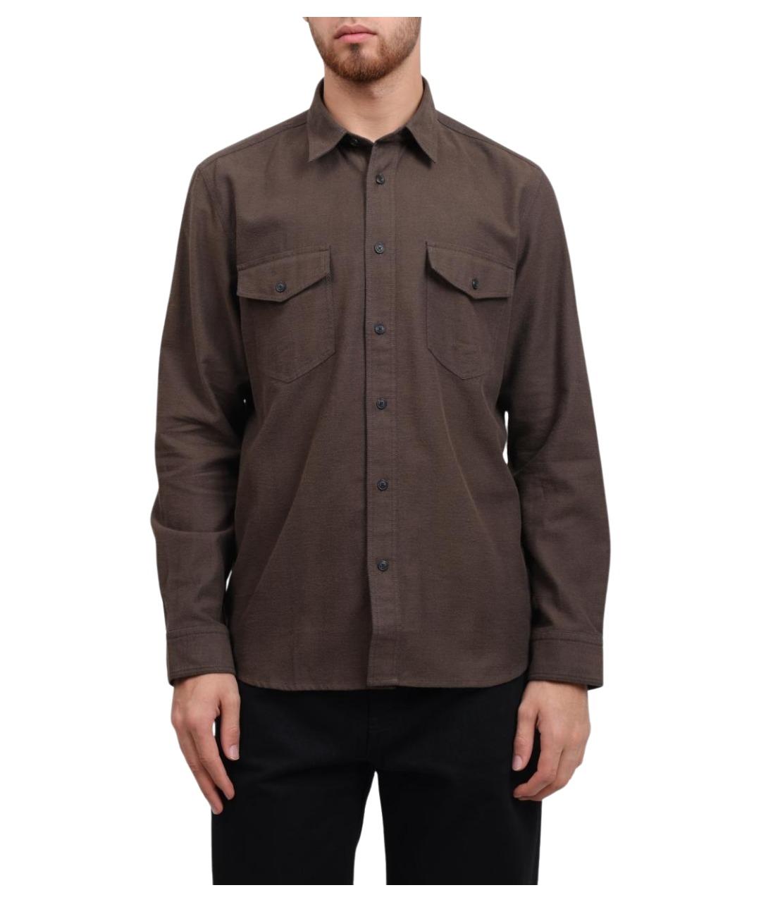 HUGO Коричневая хлопковая кэжуал рубашка, фото 1