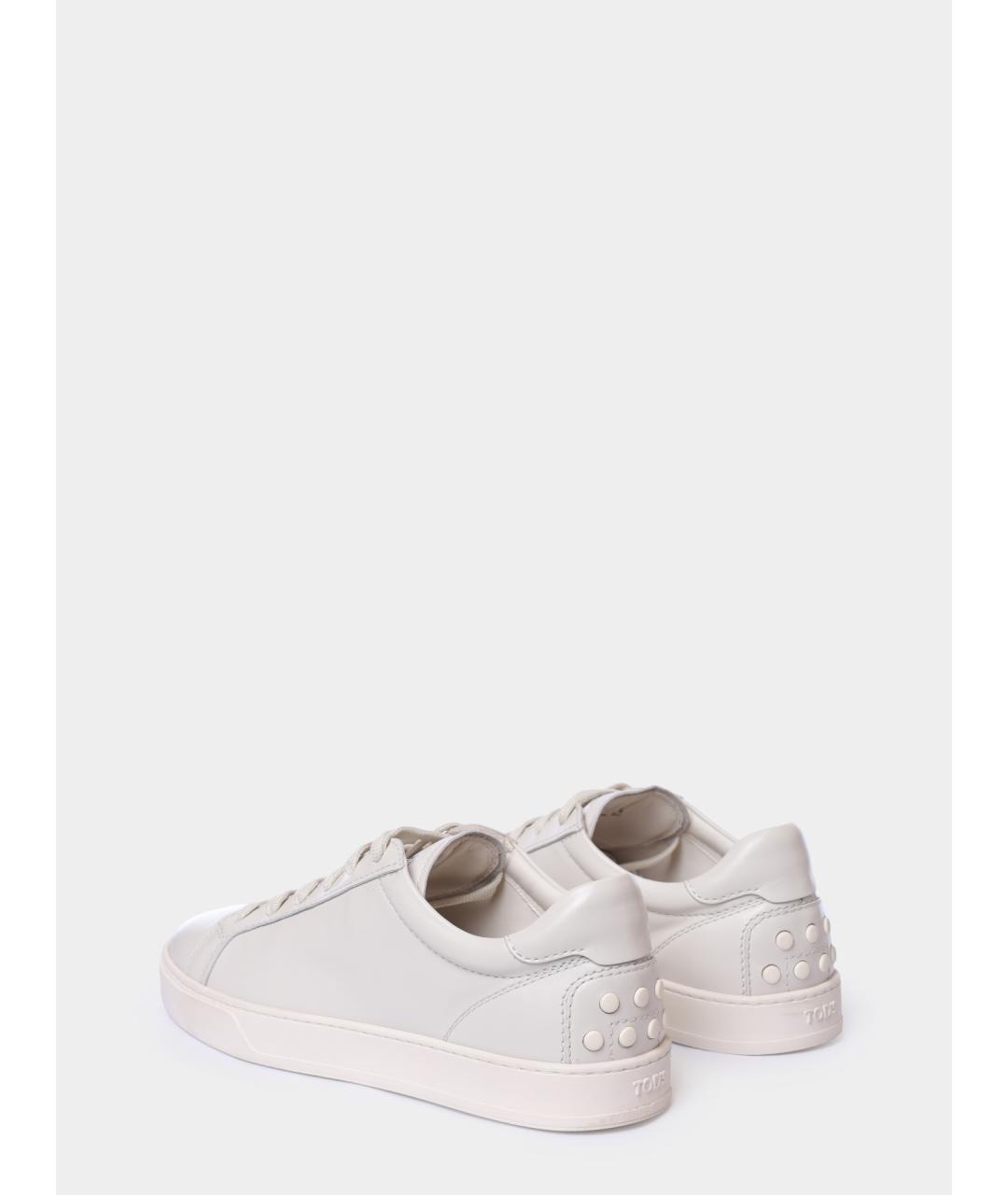TOD'S Белые кожаные низкие кроссовки / кеды, фото 5
