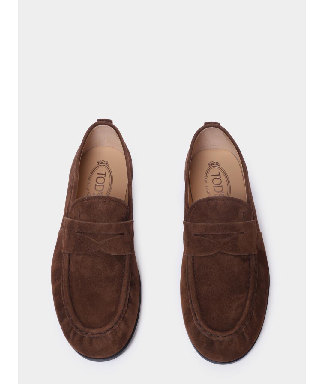 TOD'S Коричневые замшевые лоферы, фото 3
