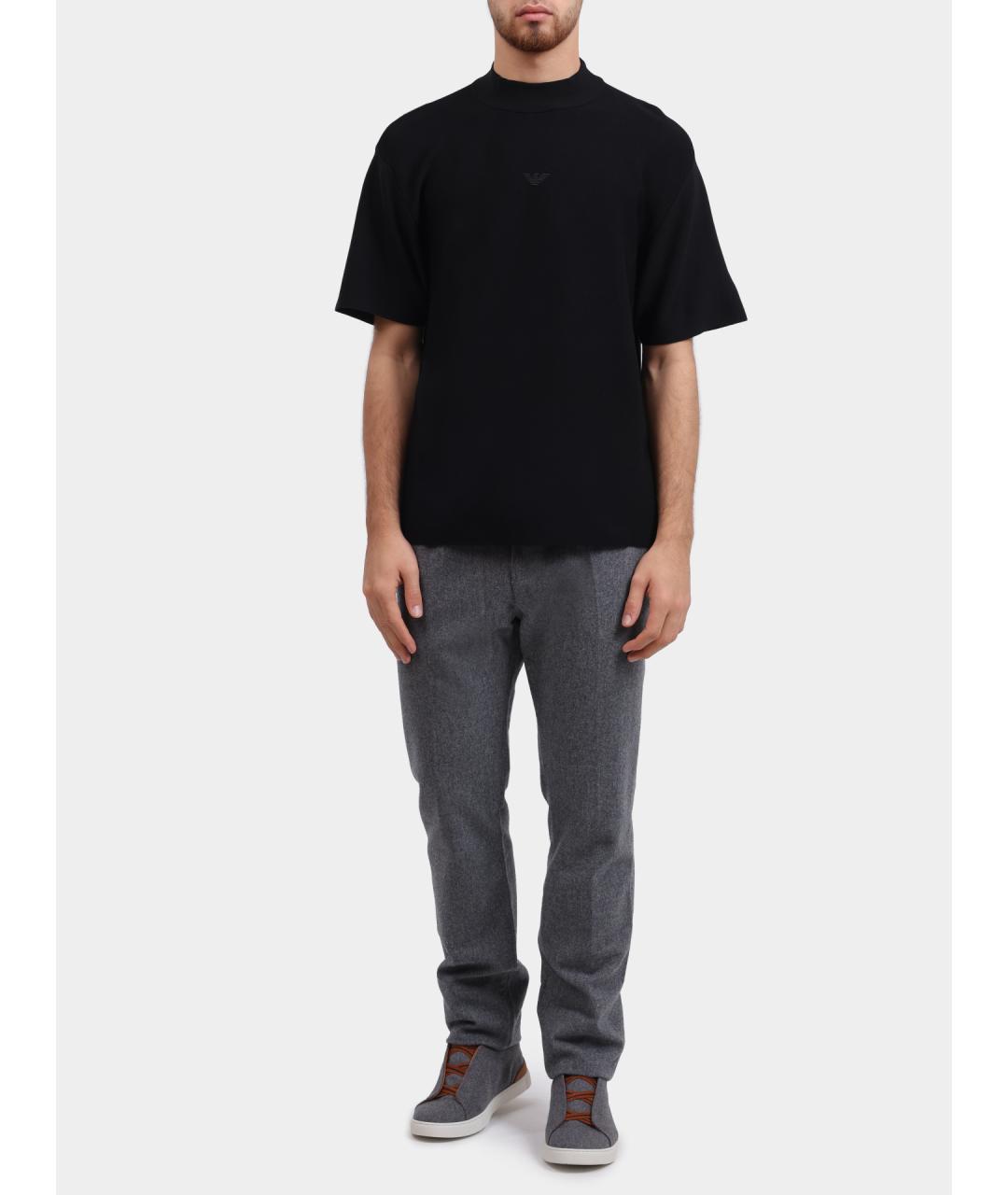 EMPORIO ARMANI Черная хлопковая футболка, фото 2