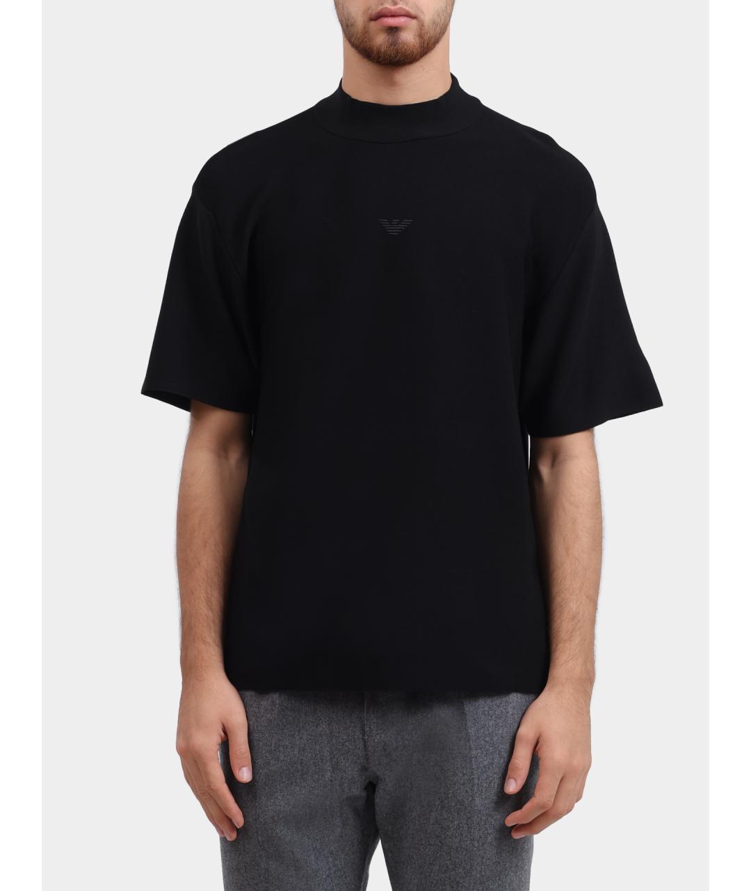 EMPORIO ARMANI Черная хлопковая футболка, фото 6