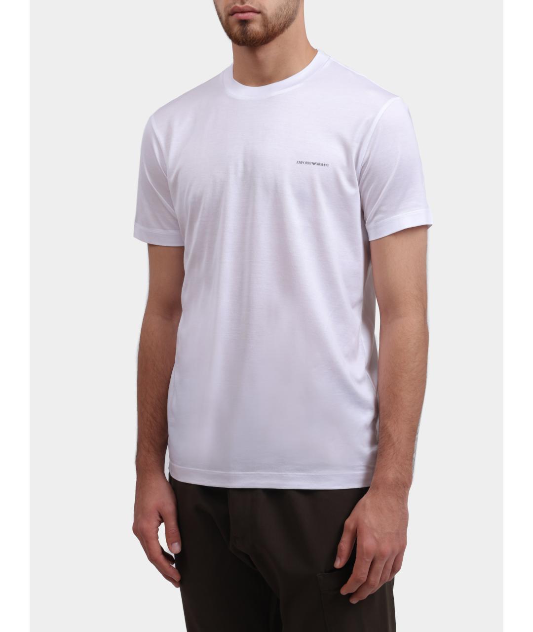 EMPORIO ARMANI Белая хлопковая футболка, фото 6