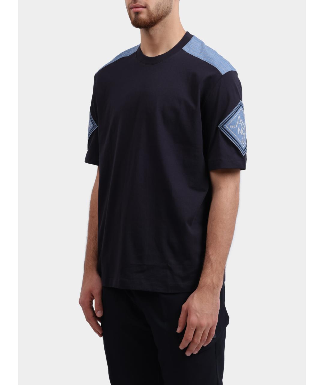 ARMANI EXCHANGE Синяя хлопковая футболка, фото 3