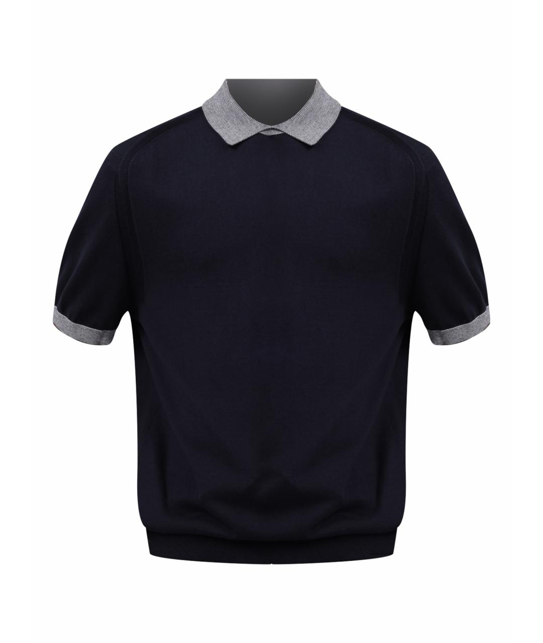 ARMANI EXCHANGE Темно-синее хлопковое поло с коротким рукавом, фото 1