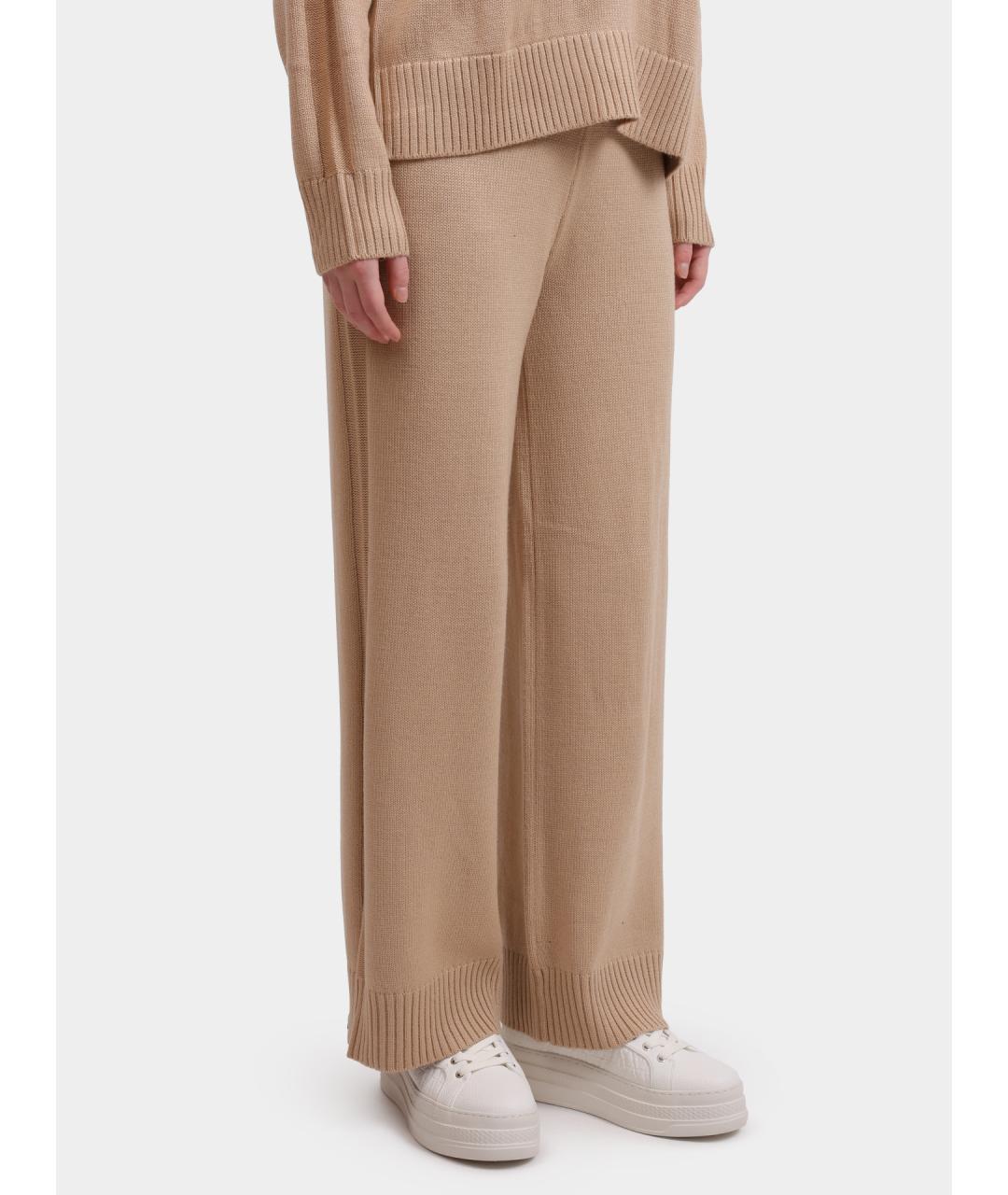 ARMANI EXCHANGE Бежевые шерстяные прямые брюки, фото 3