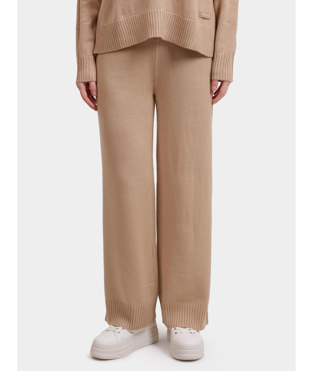 ARMANI EXCHANGE Бежевые шерстяные прямые брюки, фото 6