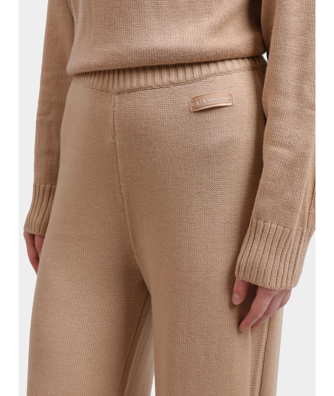 ARMANI EXCHANGE Бежевые шерстяные прямые брюки, фото 4