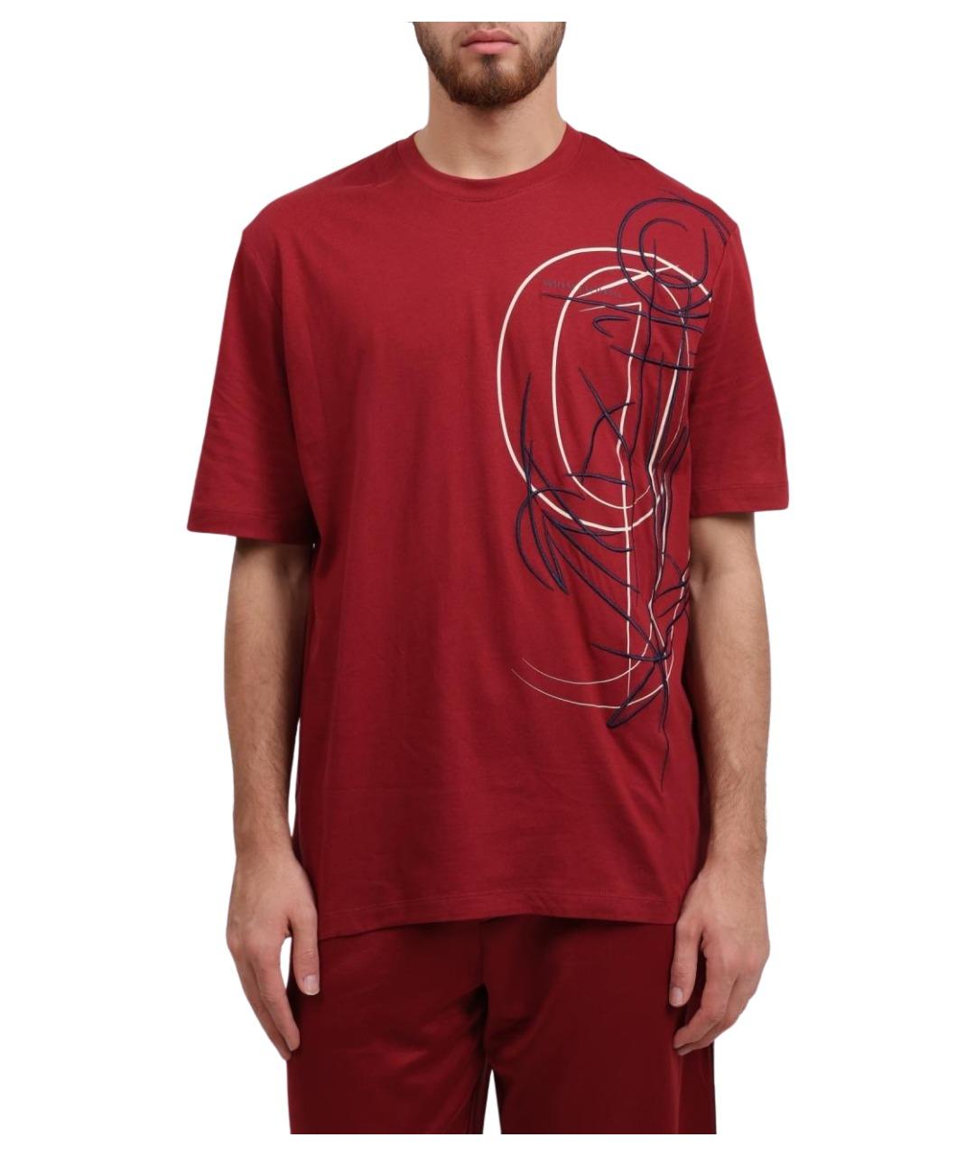 ARMANI EXCHANGE Красная хлопковая футболка, фото 1