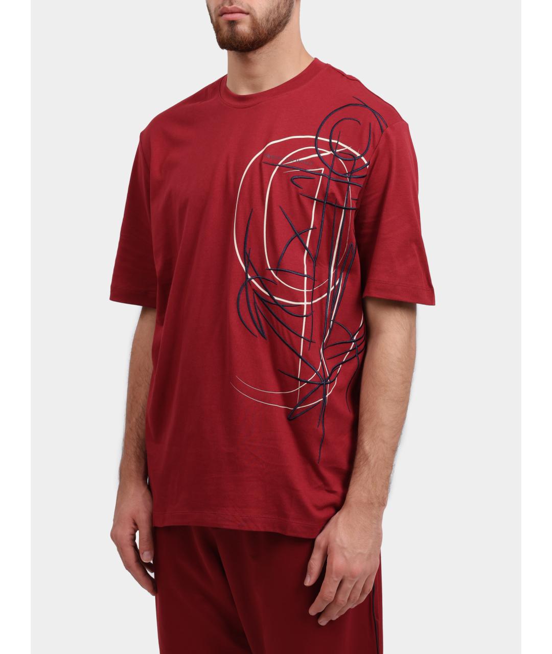 ARMANI EXCHANGE Красная хлопковая футболка, фото 3