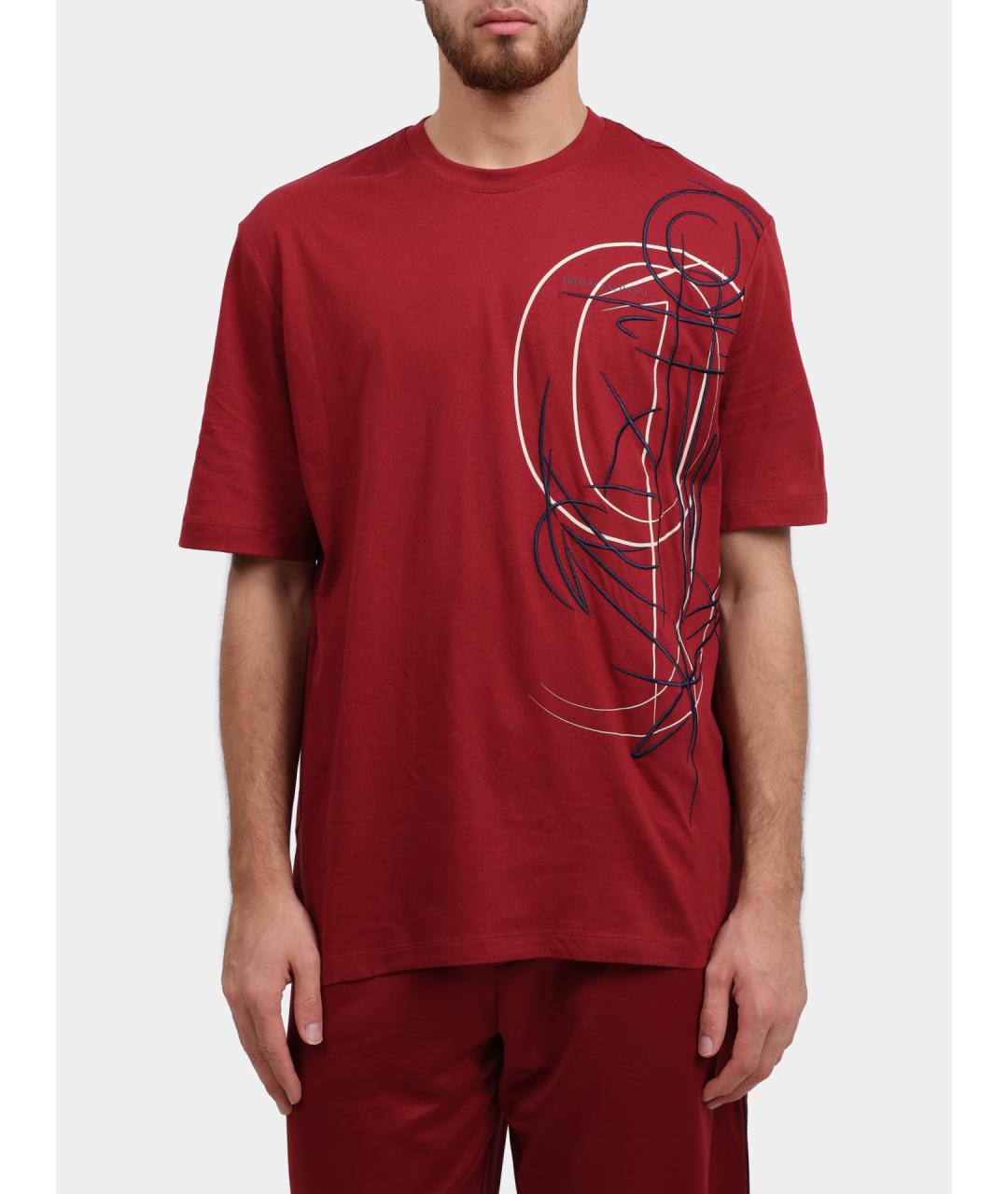 ARMANI EXCHANGE Красная хлопковая футболка, фото 5