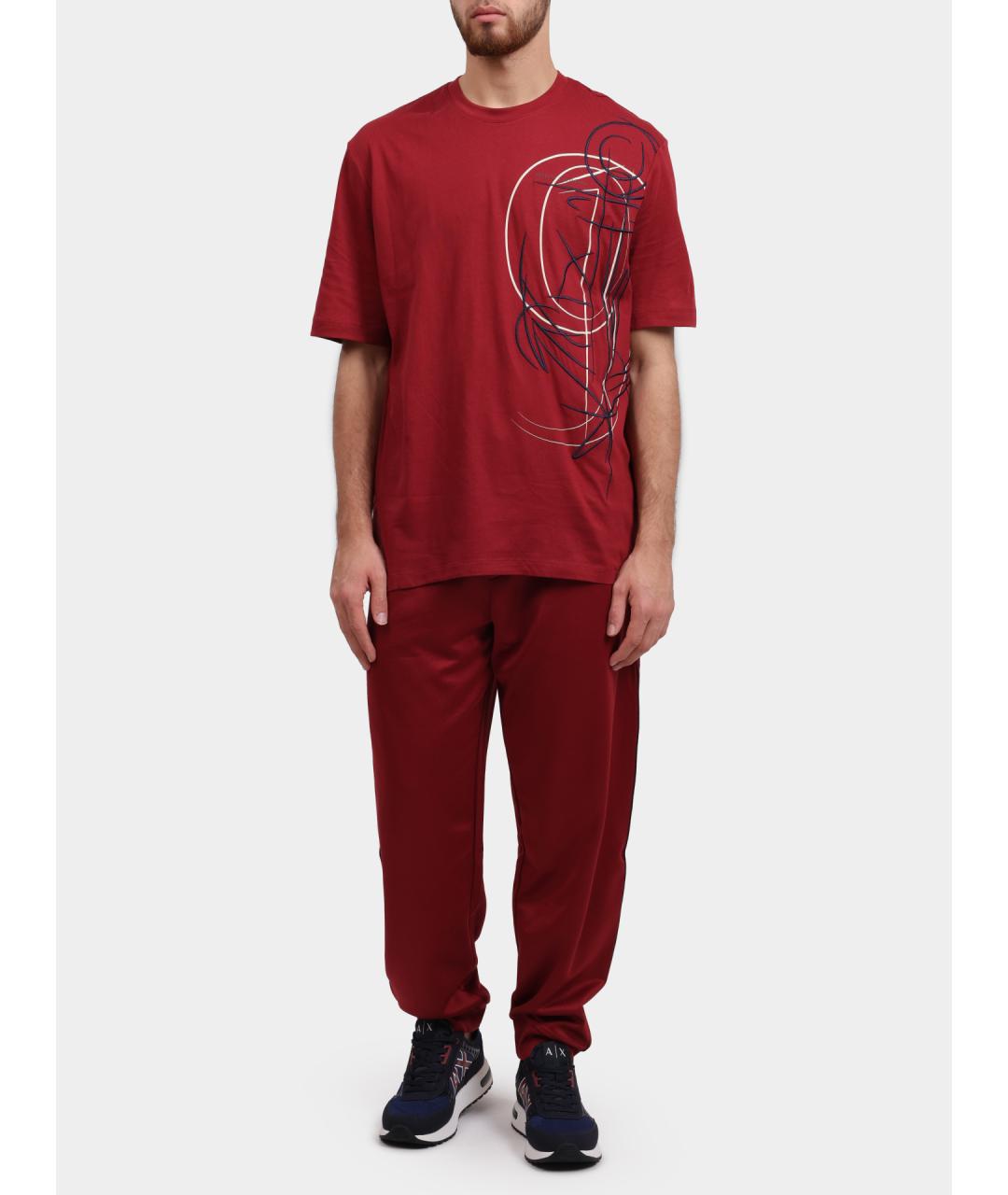 ARMANI EXCHANGE Красная хлопковая футболка, фото 2