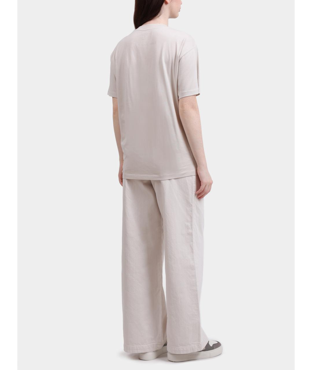 ARMANI EXCHANGE Бежевые хлопковые прямые брюки, фото 5
