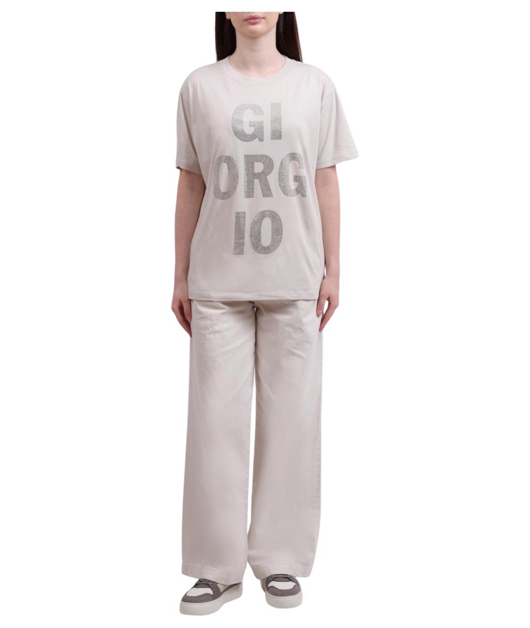 ARMANI EXCHANGE Бежевые хлопковые прямые брюки, фото 1