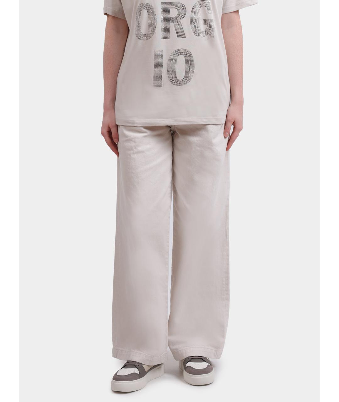 ARMANI EXCHANGE Бежевые хлопковые прямые брюки, фото 3