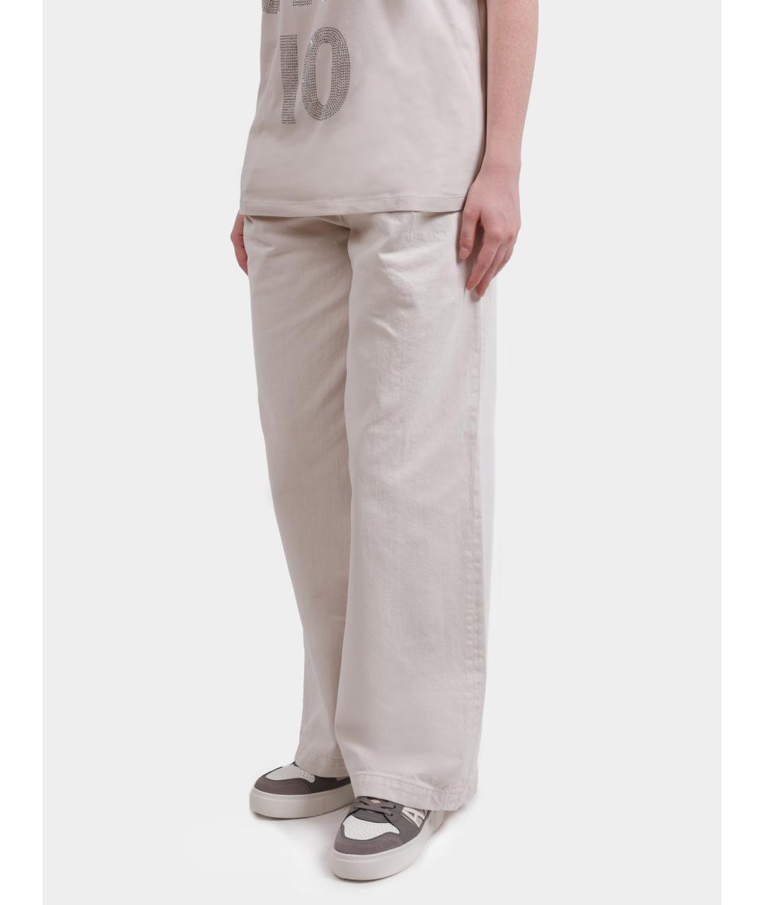 ARMANI EXCHANGE Бежевые хлопковые прямые брюки, фото 4