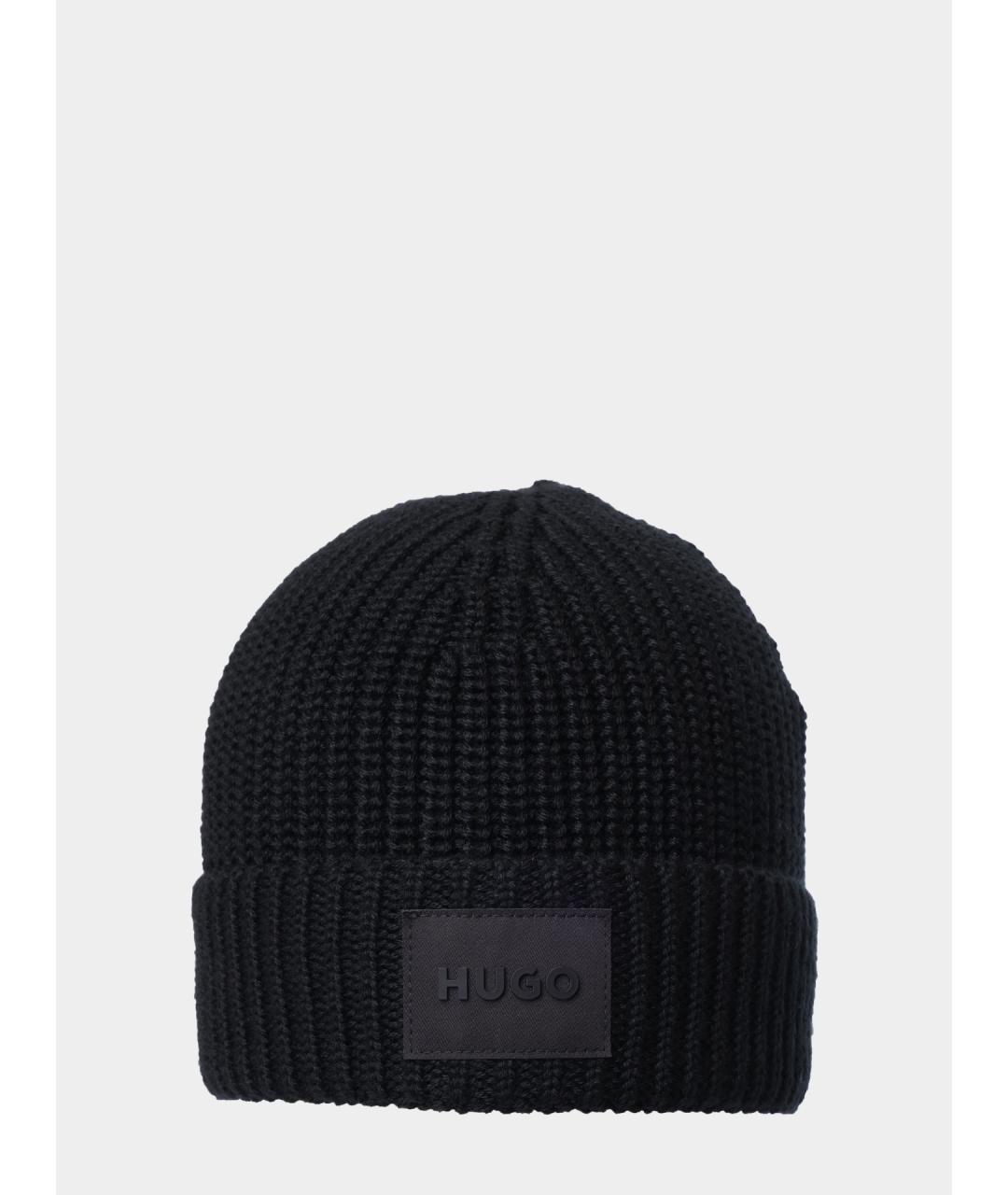 HUGO Черный шерстяной шарф, фото 6