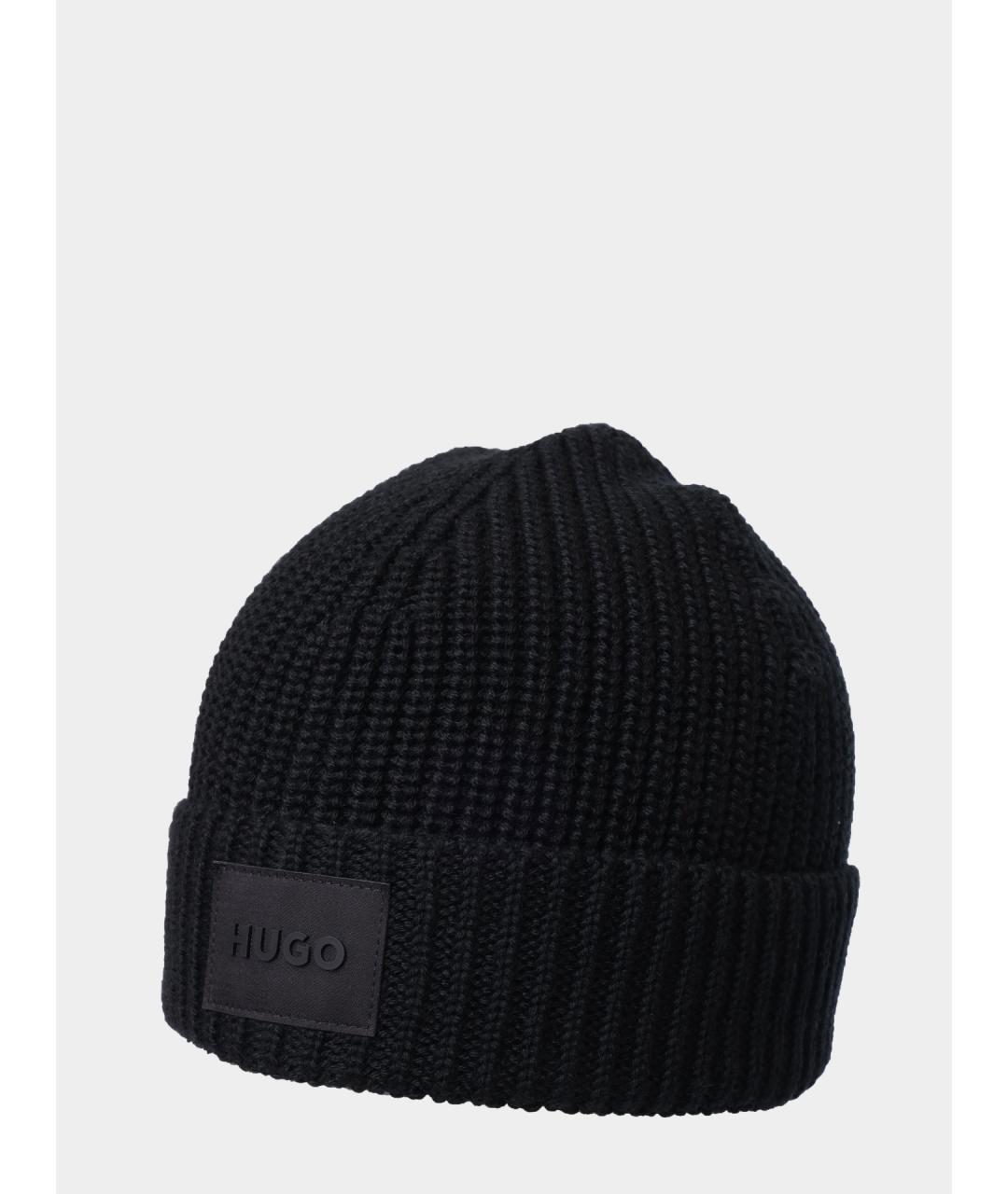 HUGO Черный шерстяной шарф, фото 5