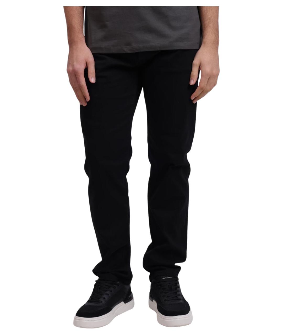 ARMANI EXCHANGE Черные хлопковые прямые джинсы, фото 1
