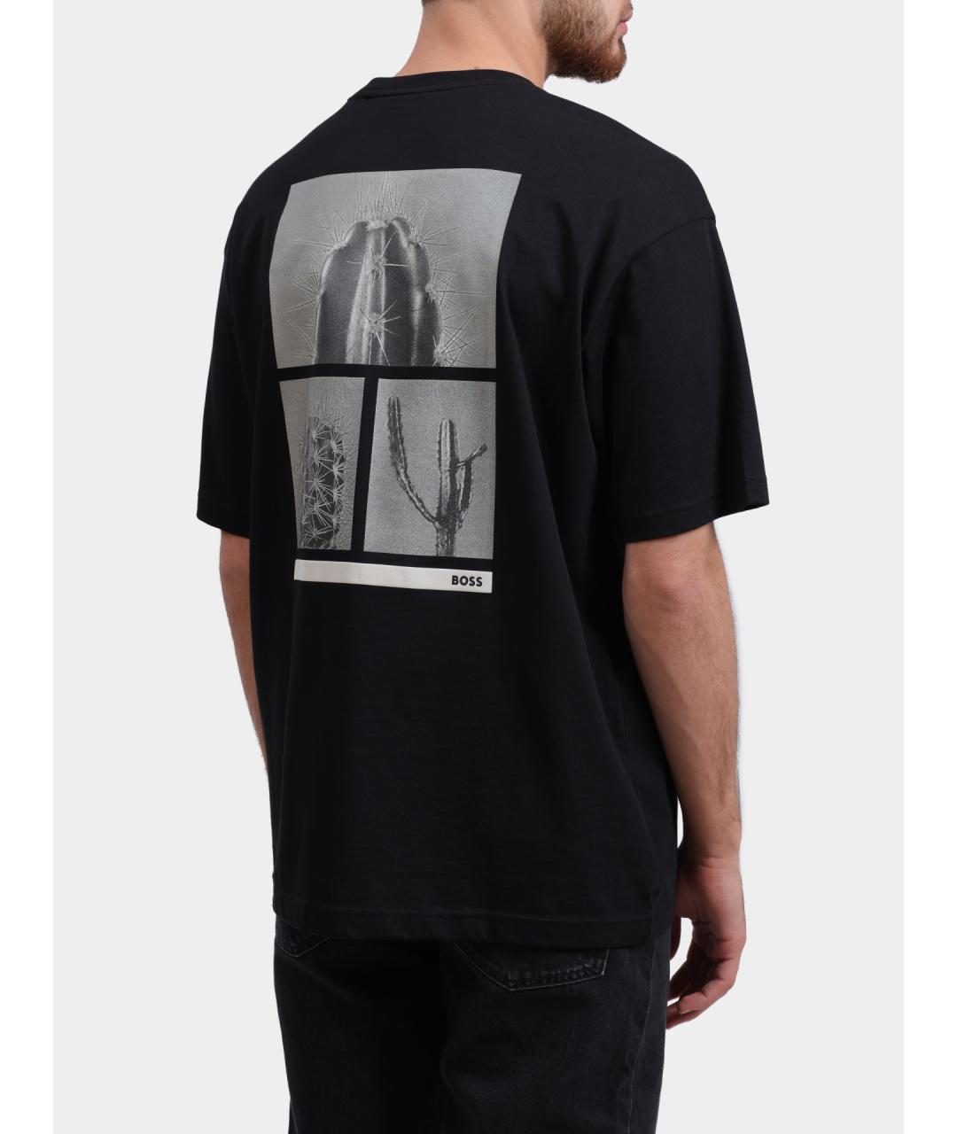 HUGO BOSS Черная хлопковая футболка, фото 4