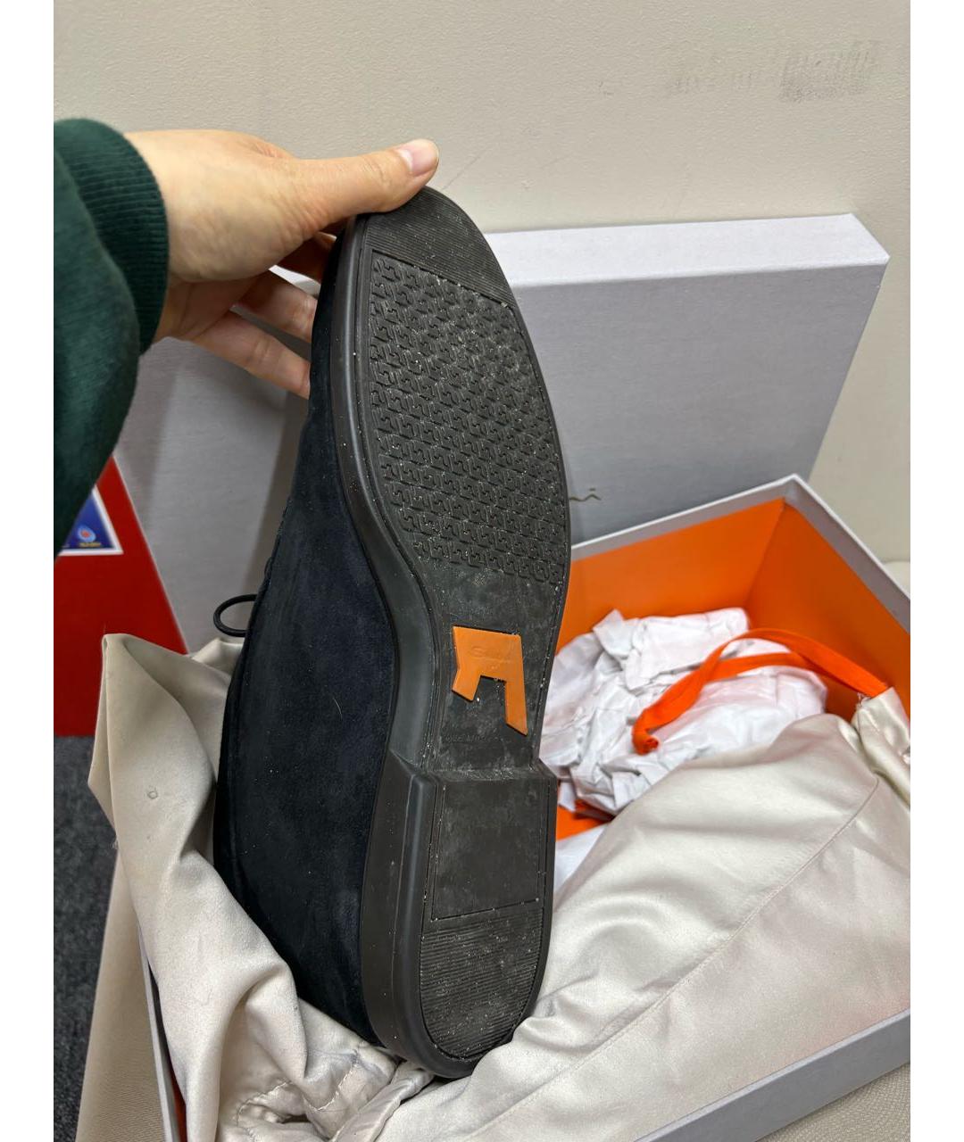 SANTONI Черные замшевые высокие ботинки, фото 3