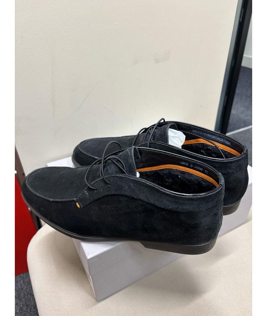 SANTONI Черные замшевые высокие ботинки, фото 6