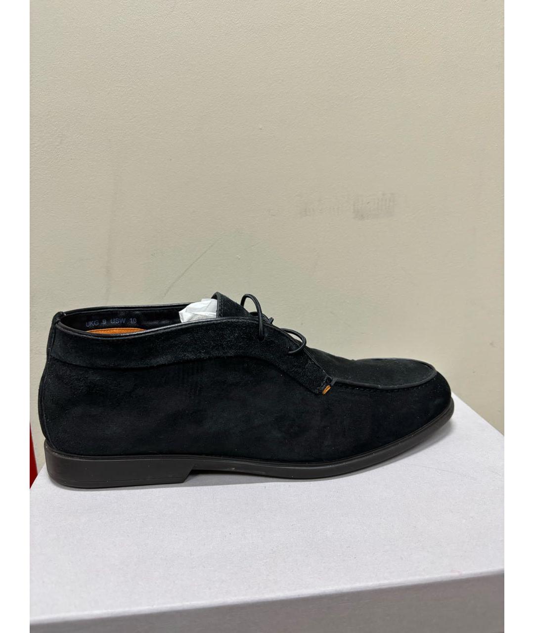 SANTONI Черные замшевые высокие ботинки, фото 9