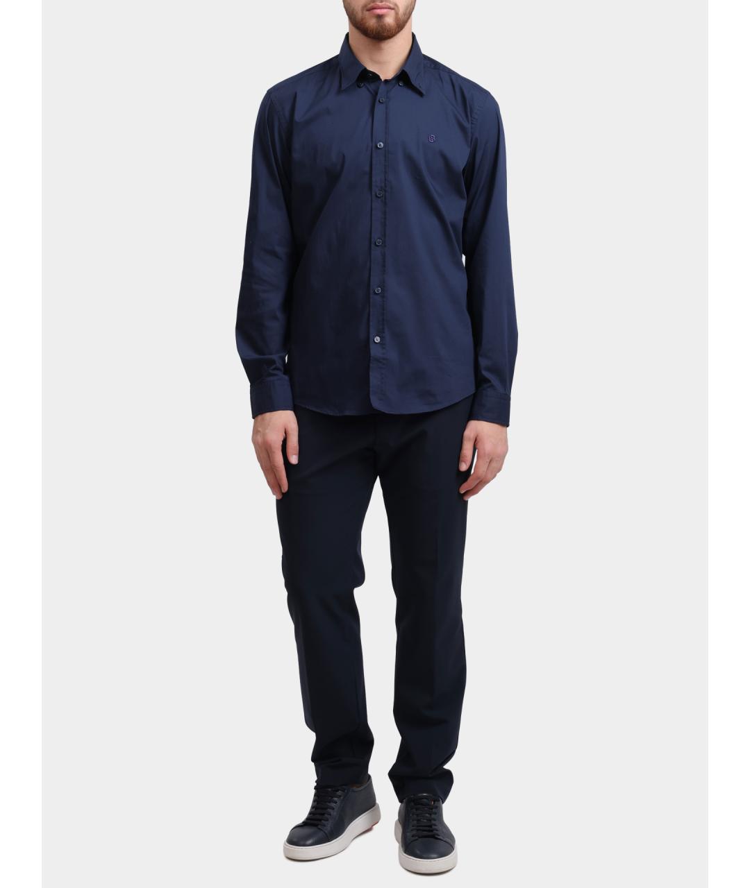 HUGO BOSS Темно-синяя хлопковая кэжуал рубашка, фото 2