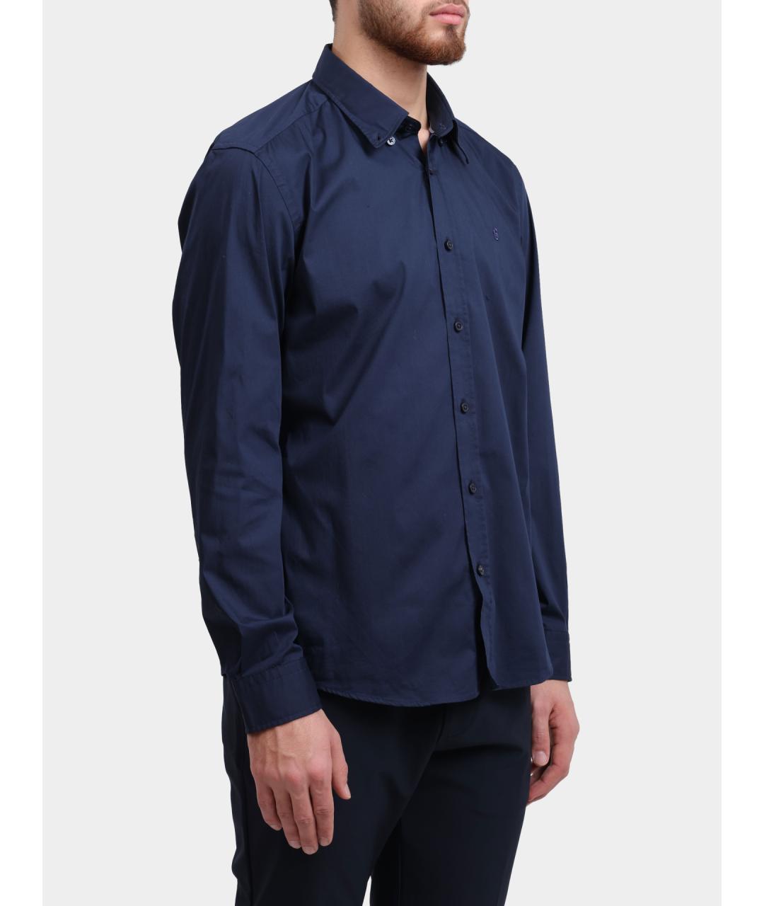 HUGO BOSS Темно-синяя хлопковая кэжуал рубашка, фото 3
