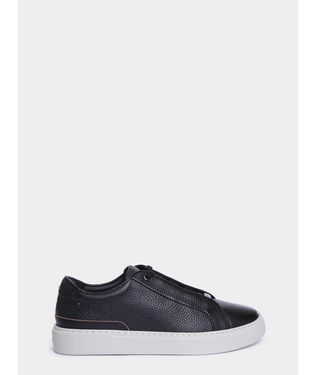 HUGO BOSS Черные кожаные низкие кроссовки / кеды, фото 7
