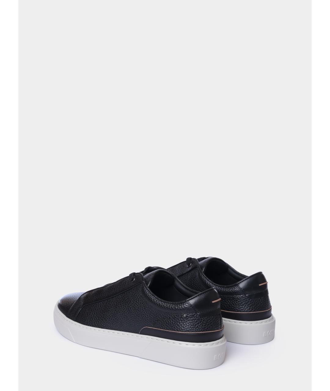 HUGO BOSS Черные кожаные низкие кроссовки / кеды, фото 5
