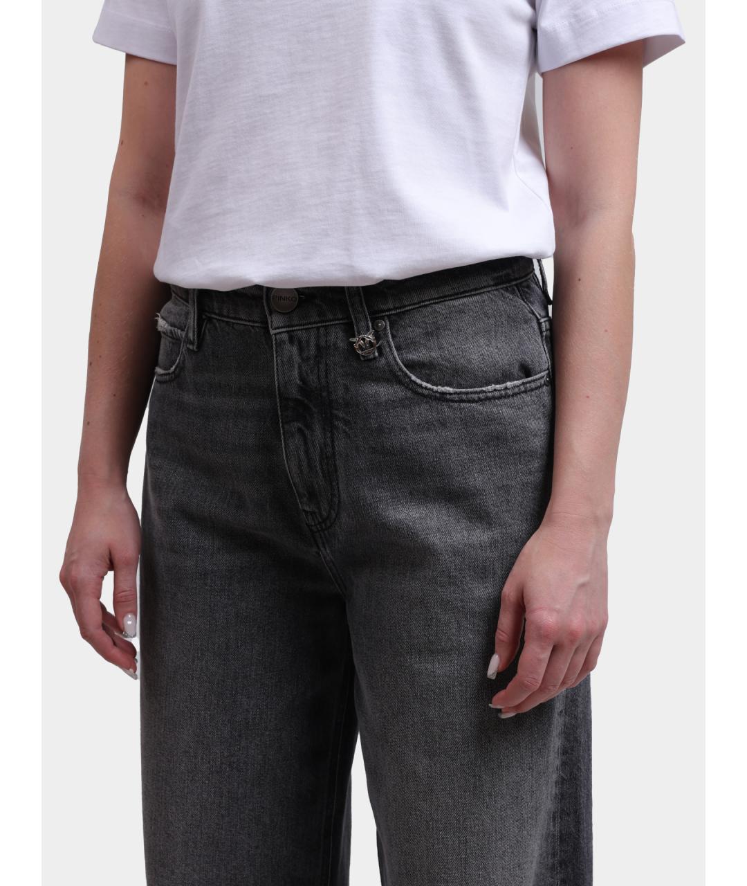 PINKO Серые хлопковые прямые джинсы, фото 4