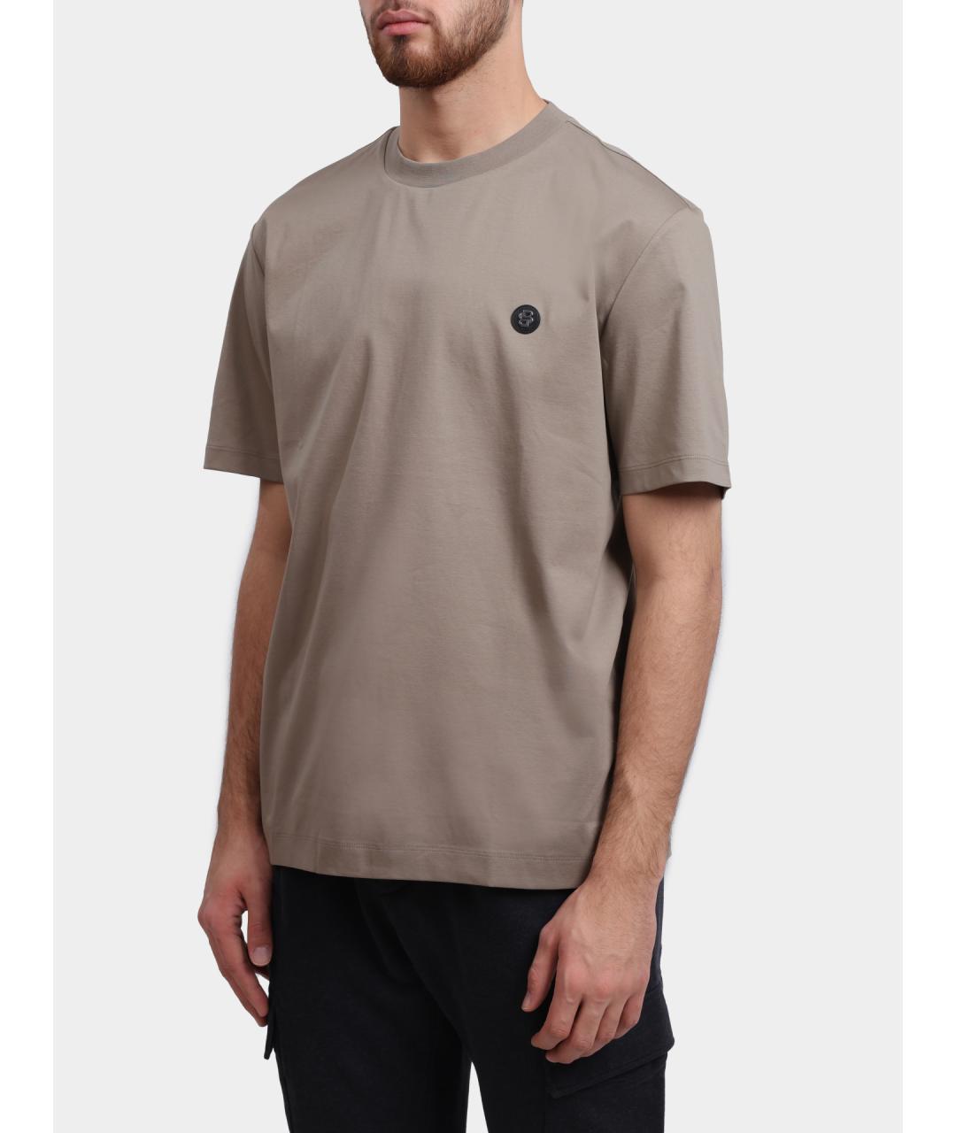 HUGO BOSS Коричневая хлопковая футболка, фото 4