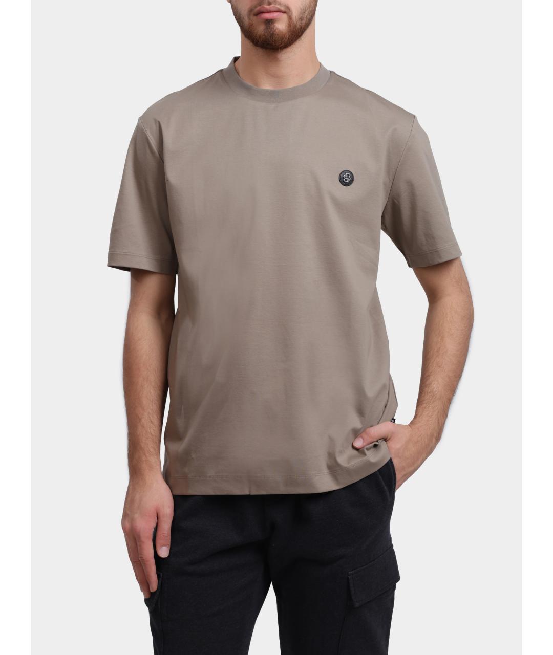 HUGO BOSS Коричневая хлопковая футболка, фото 2