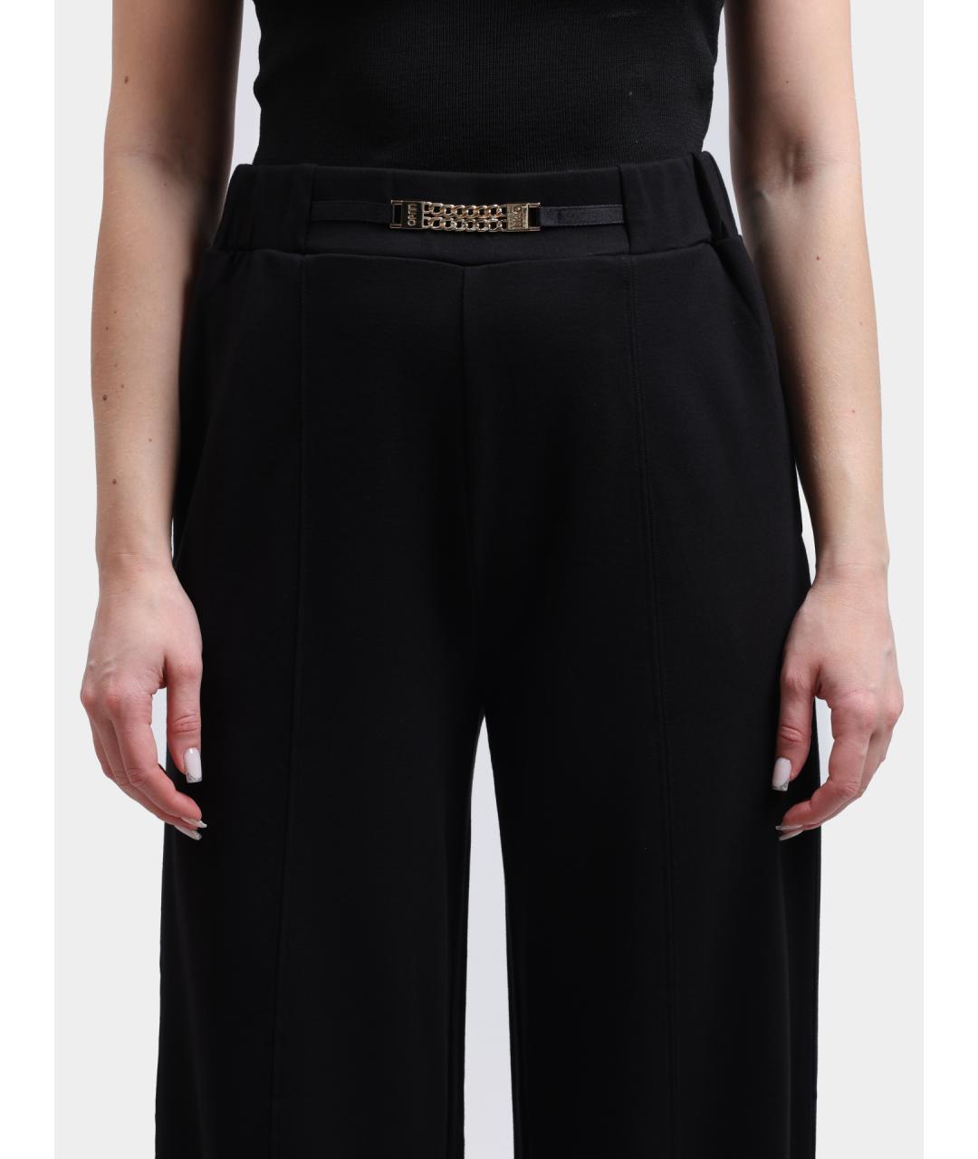 LIU JO Черные хлопковые прямые брюки, фото 3