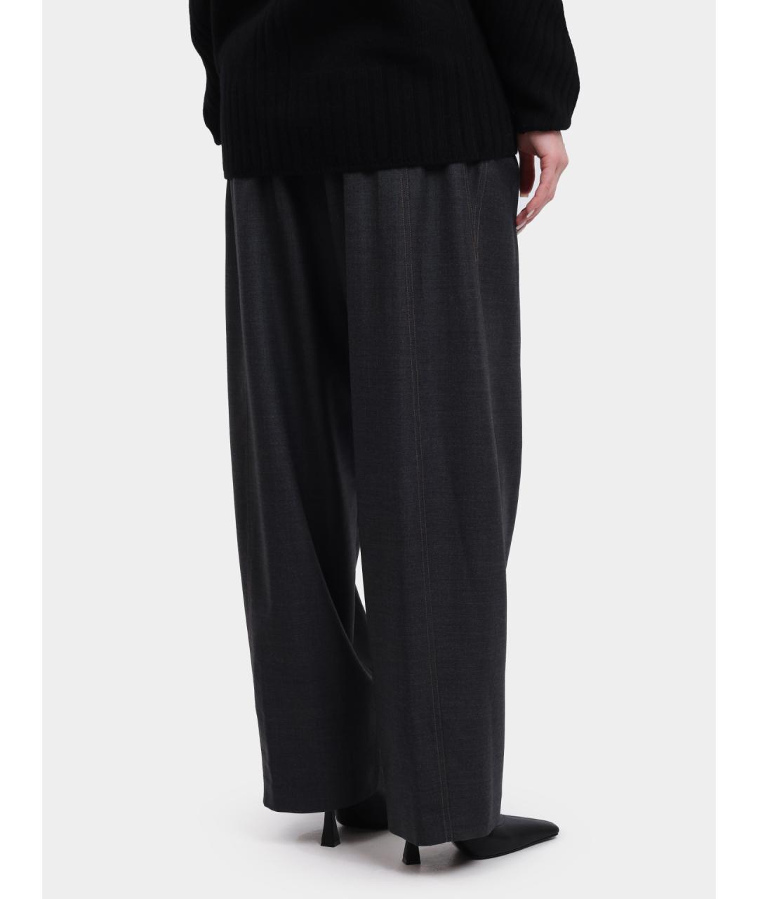 HERNO Антрацитовые шерстяные прямые брюки, фото 5