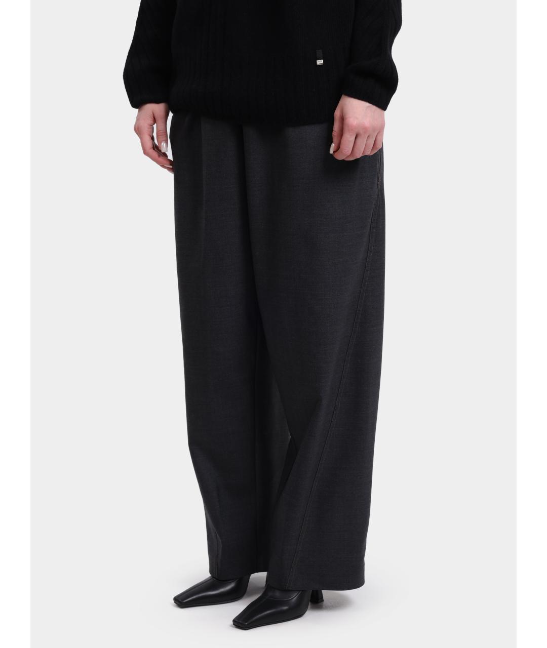 HERNO Антрацитовые шерстяные прямые брюки, фото 3