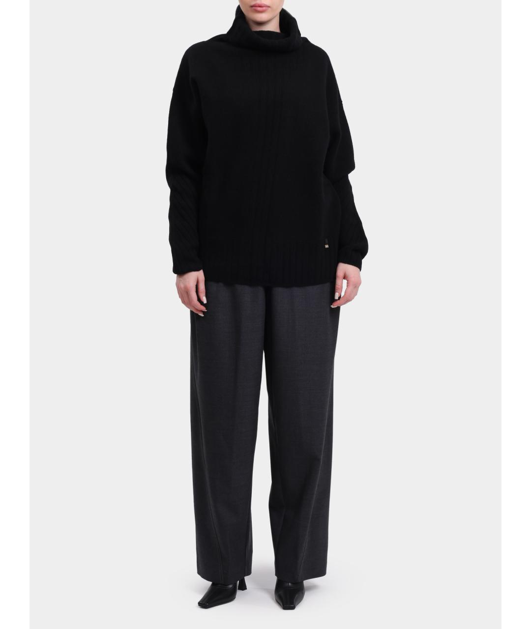 HERNO Антрацитовые шерстяные прямые брюки, фото 2