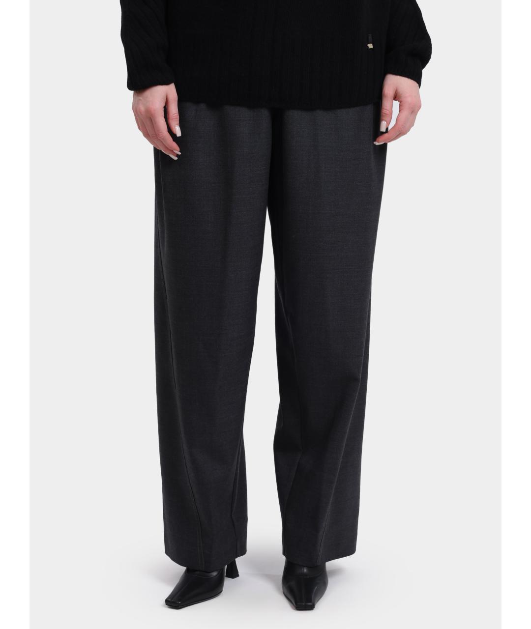 HERNO Антрацитовые шерстяные прямые брюки, фото 6