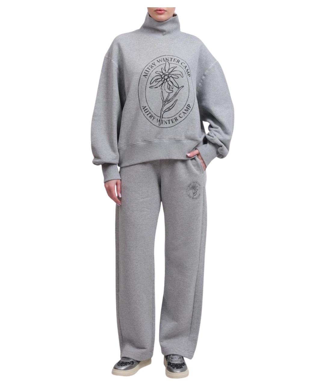 AUTRY Серые хлопковые прямые брюки, фото 1