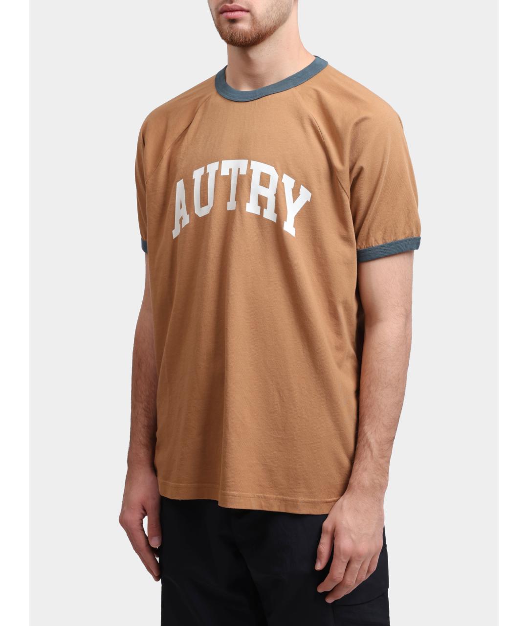 AUTRY Коричневая хлопковая футболка, фото 5