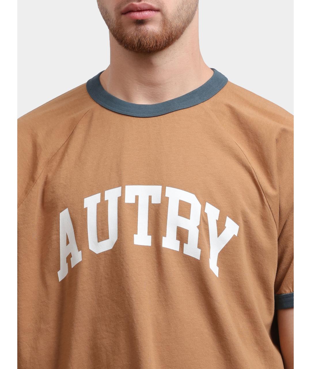 AUTRY Коричневая хлопковая футболка, фото 4