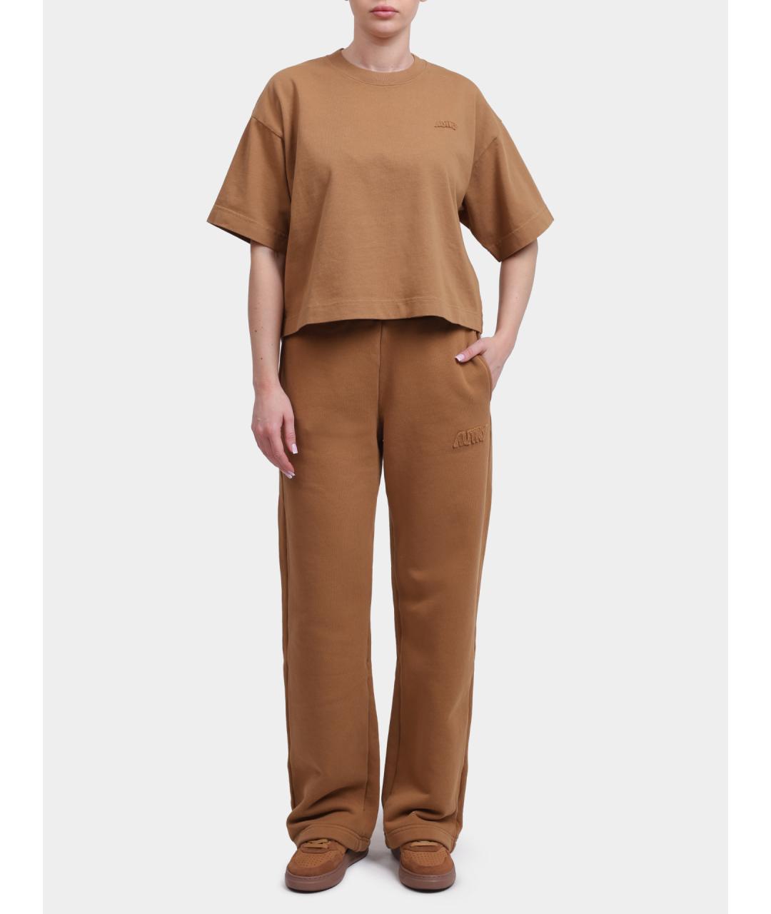 AUTRY Коричневая хлопковая футболка, фото 2